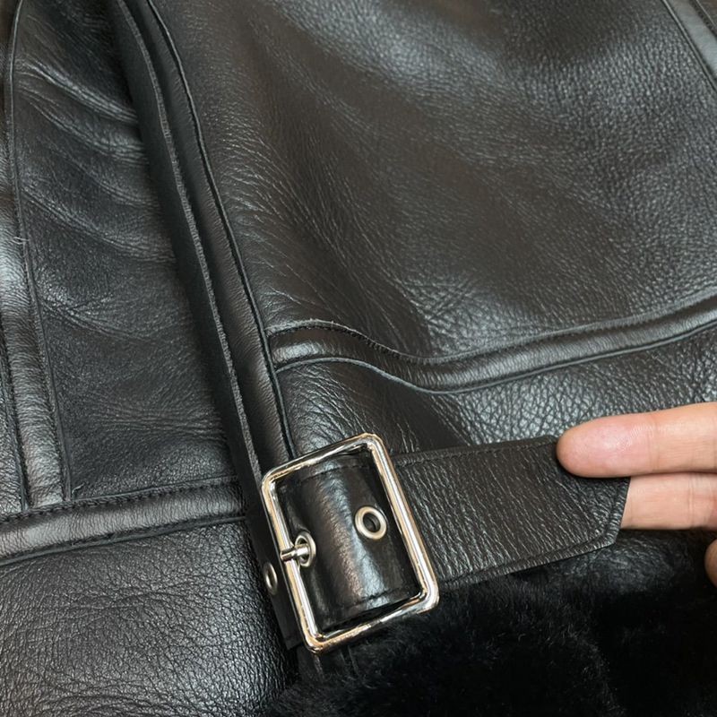 超希少！バレンシアガ Cocoon Aviator ジャケット コピー★シャイニー ラムスキン＆ボンドウール ブラック 646456TKS311069代引きを販売