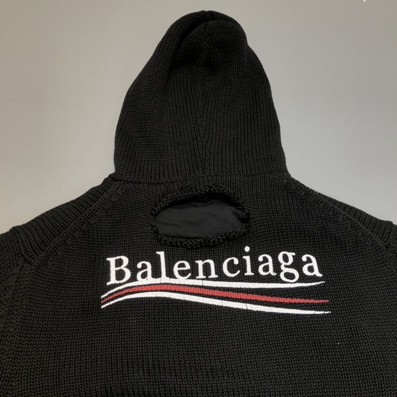 バレンシアガ Political Campaign Destroyed パーカー 偽物★ニットウェア ブラック 662718T32121069N級品