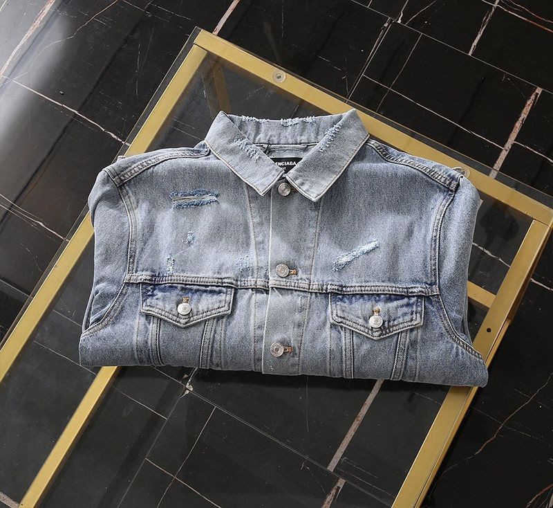 目を惹くカラーバレンシアガ Barcode Large Fit ジャケット 偽物★ライトブルーデニム 664329TBP488961激安送料無料