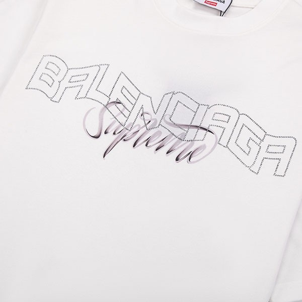 大人気！バレンシアガ シュプリーム コラボ 偽物 ロゴ Tシャツ bab15593人気