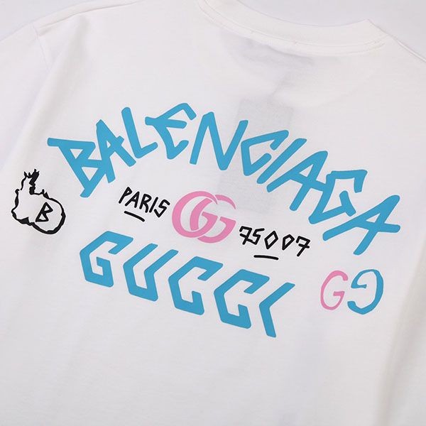 超希少！​バレンシアガ x グッチ コラボ 偽物 Tシャツ bab76622高い品質
