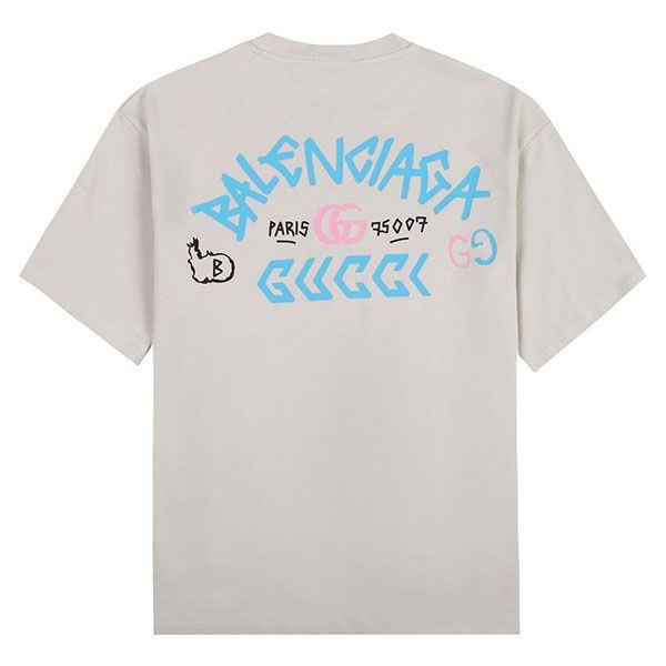 送料込 バレンシアガ x グッチ コラボ 偽物 Tシャツ baf05389通販