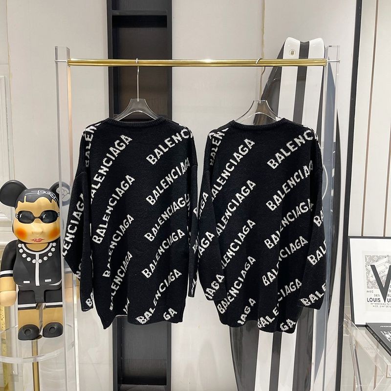 完売必至バレンシアガ スーパーコピー Allover Logo セーター ニットウェア ブラック baf75877N級品