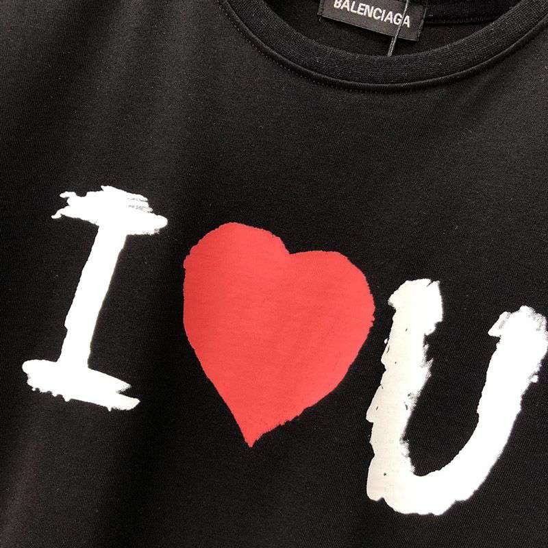 世界中で大人気♪バレンシアガ I LOVE U Tシャツ 偽物 ブラック baf87726高い品質