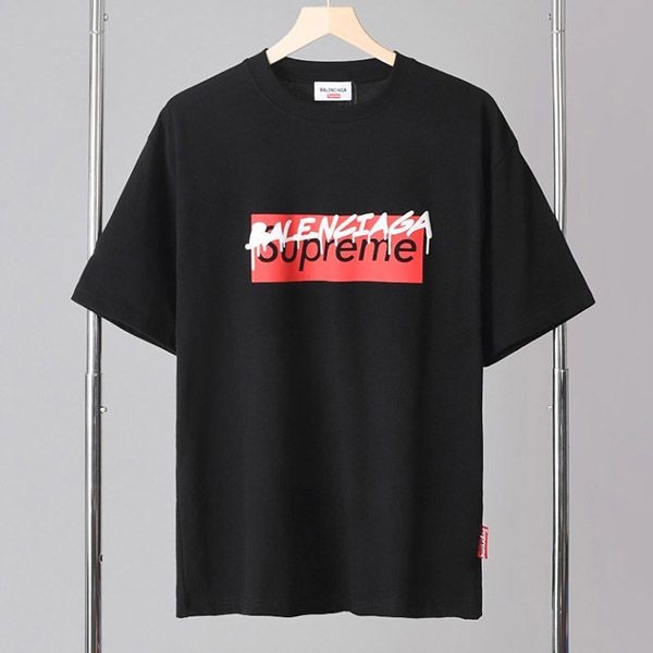 入手困難 バレンシアガ シュプリーム コラボ コピー ロゴ Tシャツ bag76997通販