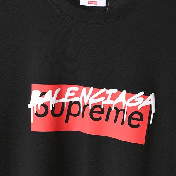 入手困難 バレンシアガ シュプリーム コラボ コピー ロゴ Tシャツ bag76997高い品質