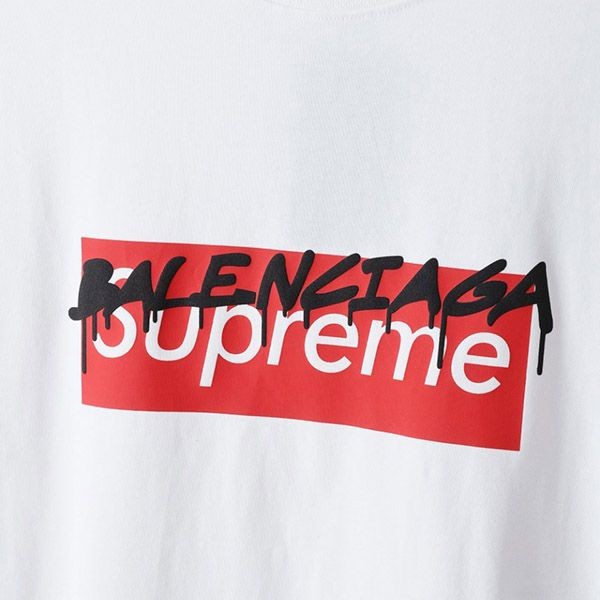 入手困難 バレンシアガ シュプリーム コラボ コピー ロゴ Tシャツ bag76997N級品