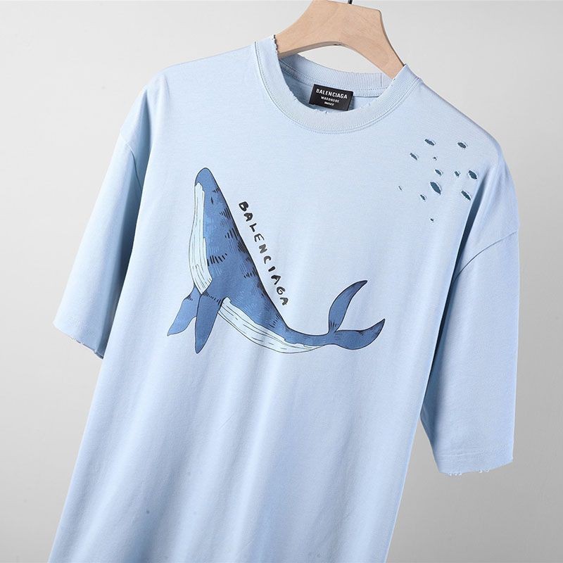 21-22AWバレンシアガ★ロゴ ダメージ Tシャツ 偽物 baj42631通販