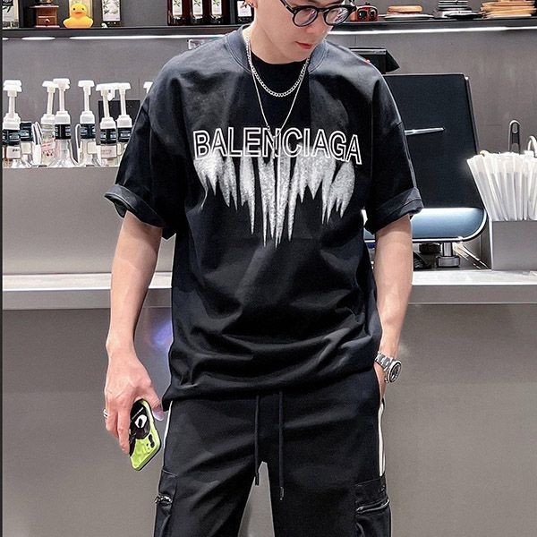 追跡付 バレンシアガ ロゴプリントコットン Tシャツ コピー bap57517N級品