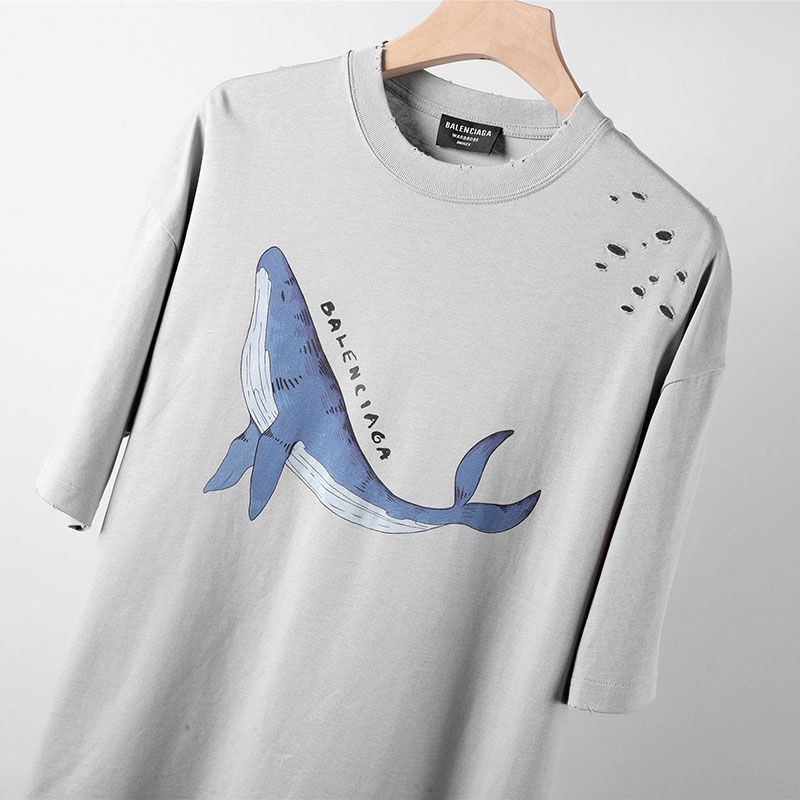 可愛い バレンシアガ★ロゴ ダメージ コピー Tシャツ bap72661通販