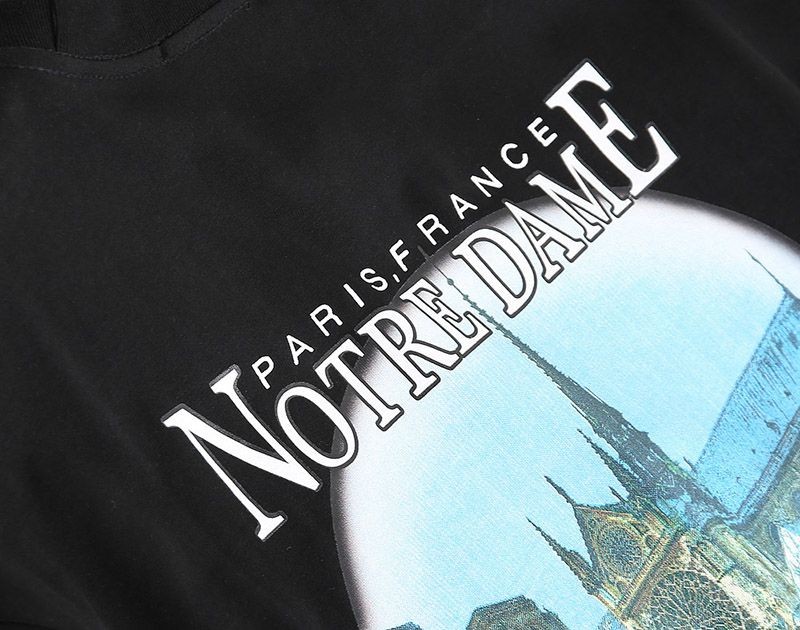 春もの新作バレンシアガ クルーネック Tシャツ 偽物 SACRE COEUR ブラック bar35088N級品