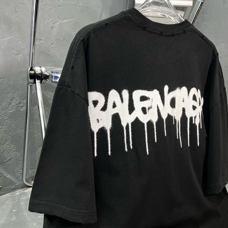 稀少【バレンシアガ】ロゴ入りコットンTシャツ 偽物 bar71153人気