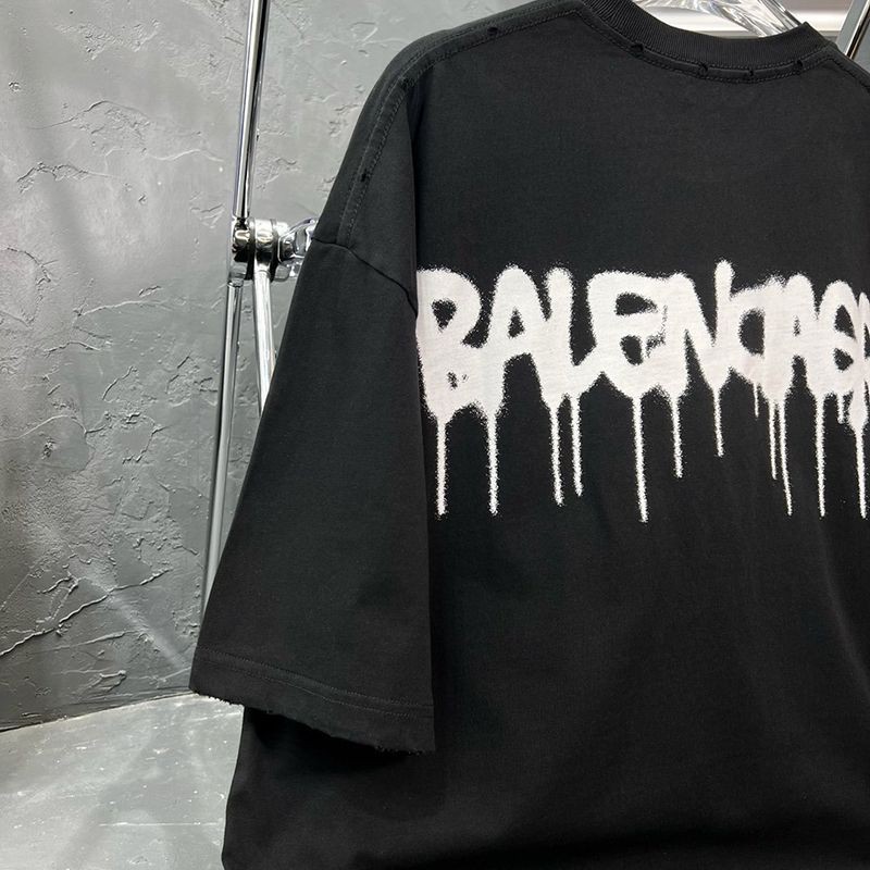 稀少【バレンシアガ】ロゴ入りコットンTシャツ 偽物 bar71153最高級