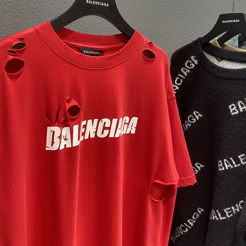 21-22AW【バレンシアガ】ロゴ入りコットンTシャツ コピー bat02455高い品質