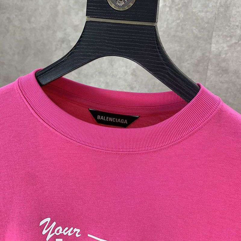 入手困難バレンシアガ コピー クルーネックロゴ Tシャツ ピンク bat85563高い品質