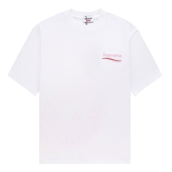 バレンシアガ シュプリーム 偽物 コラボ Sロゴ プリント Tシャツ bau15716通販