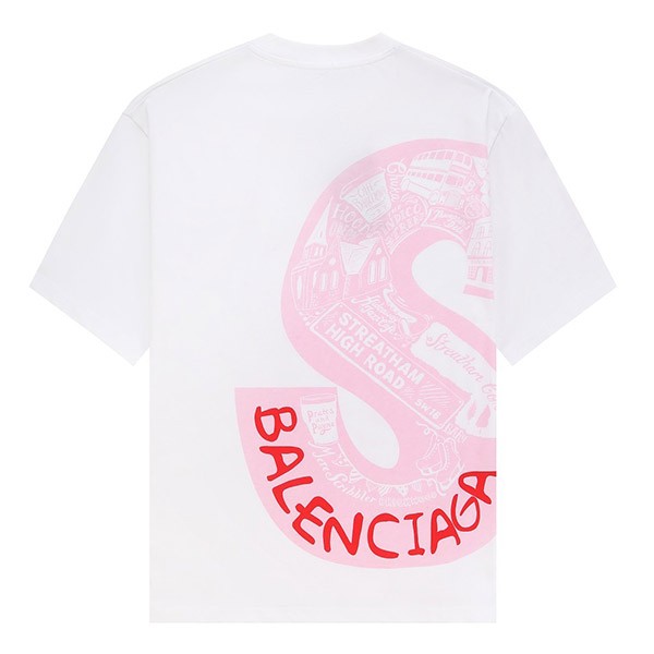 バレンシアガ シュプリーム 偽物 コラボ Sロゴ プリント Tシャツ bau15716激安送料無料