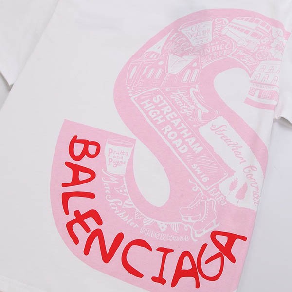 バレンシアガ シュプリーム 偽物 コラボ Sロゴ プリント Tシャツ bau15716品質保証