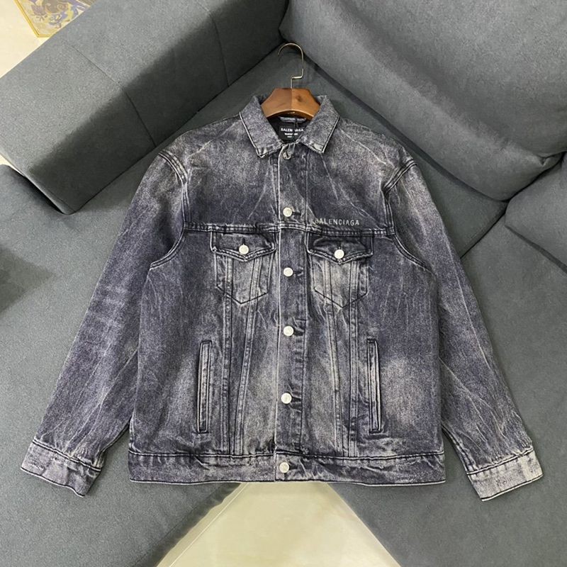 定番バレンシアガ 偽物 Drip Peace Large Fit ジャケット★ストーンウォッシュ ブラックデニム bau61029通販