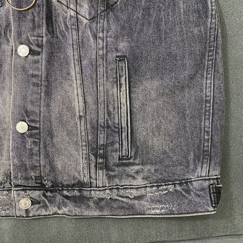 定番バレンシアガ 偽物 Drip Peace Large Fit ジャケット★ストーンウォッシュ ブラックデニム bau61029N級品