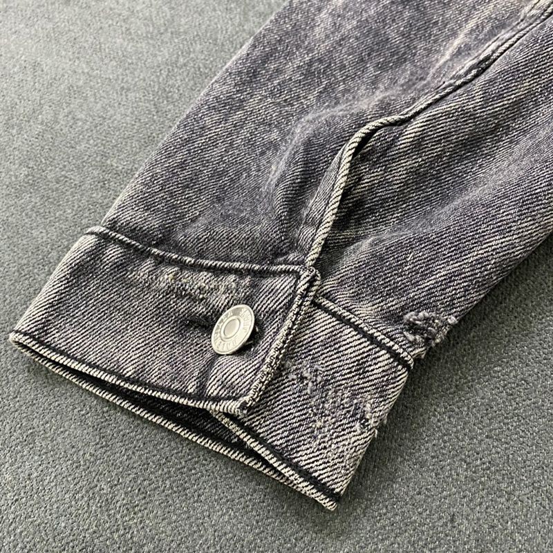 定番バレンシアガ 偽物 Drip Peace Large Fit ジャケット★ストーンウォッシュ ブラックデニム bau61029品質保証