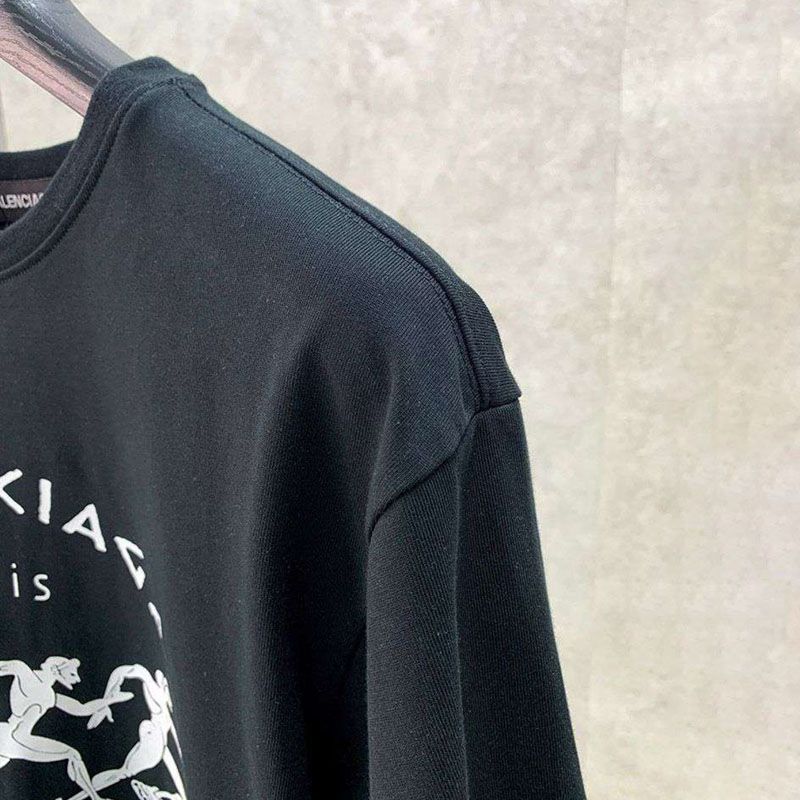 争奪戦バレンシアガ athletes Tシャツ 偽物 ブラック bay32751人気