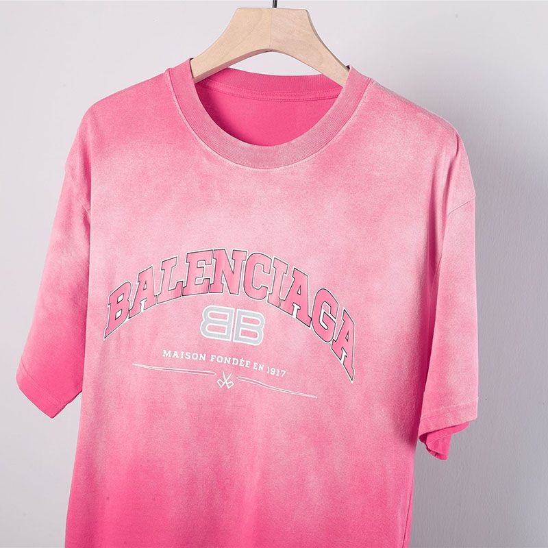 ★日本!!人気！バレンシアガ ロゴダメージブラックコットン 偽物 クルーネックTシャツ bay66893通販