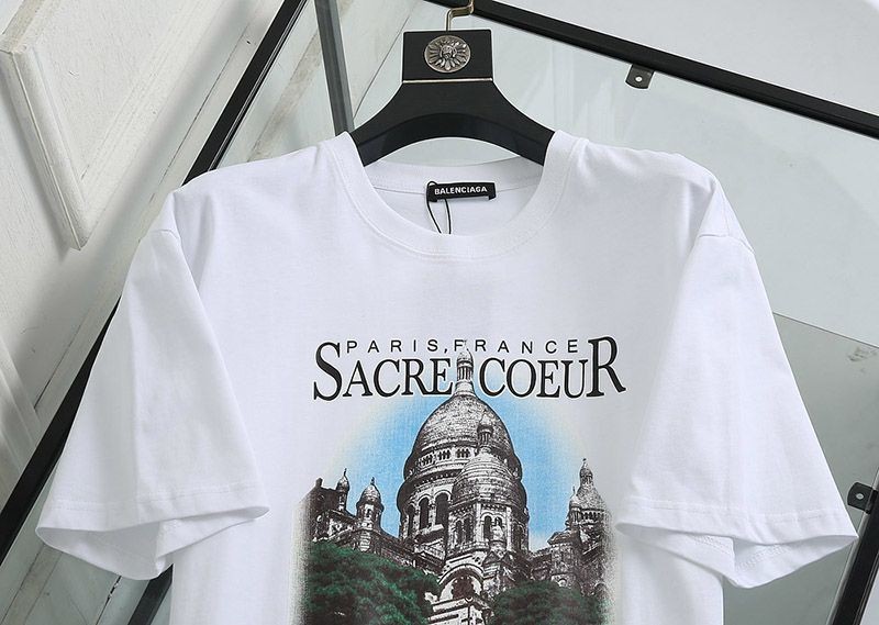 一目惚れ♪バレンシアガ クルーネック Tシャツ コピー SACRE COEUR ホワイト baz66910高い品質