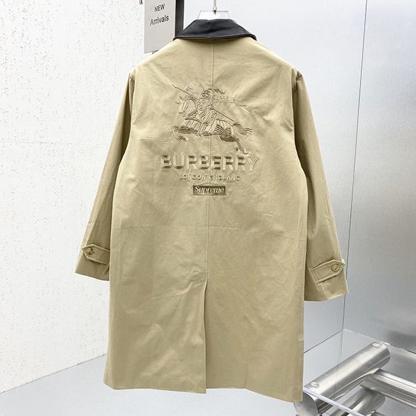 累積売上総額第１位！シュプリーム x バーバリー 偽物 チェック★レザートレンチコート Baa68074通販