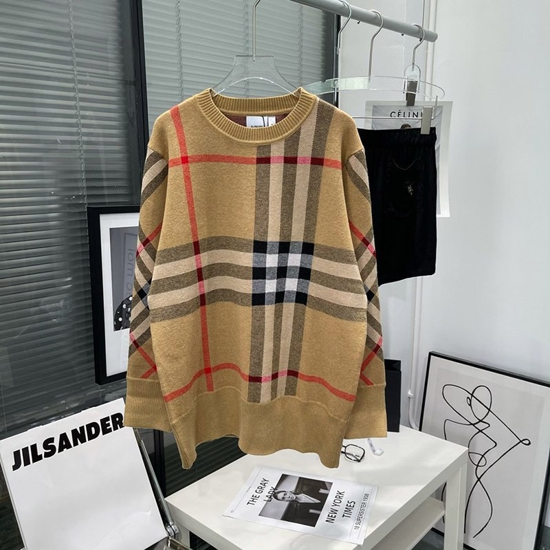 21AW新作 バーバリー ヴィンテージチェックオーバーサイズニット ベージュコピー Ban16653通販