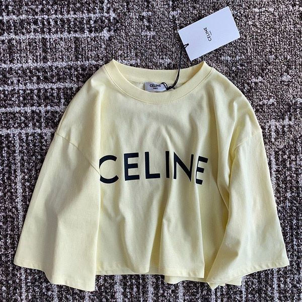送料込セリーヌ クロップド Tシャツ コピー イエロー 2X761671Q_11LK通販