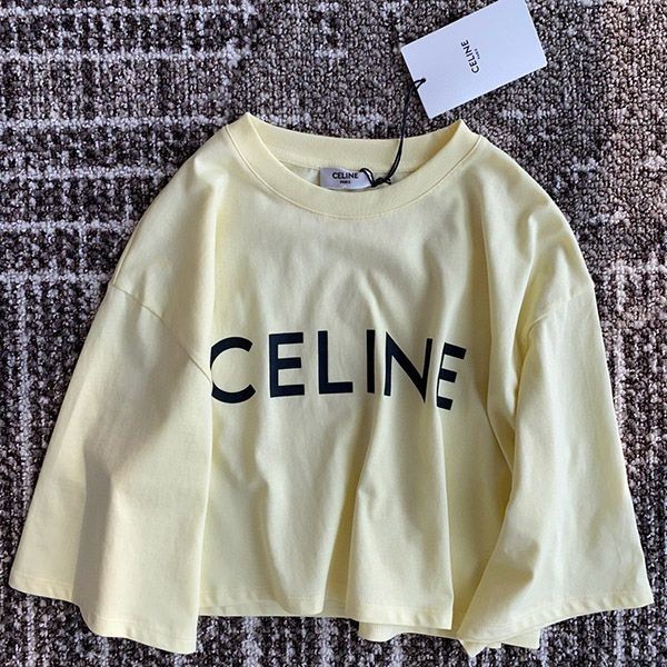 送料込セリーヌ クロップド Tシャツ コピー イエロー 2X761671Q_11LK最高級