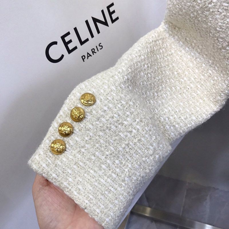 日本未入荷 21SS 新作 セリーヌ ハンタージャケットコピー ツイード ボタン Cec74247最高級