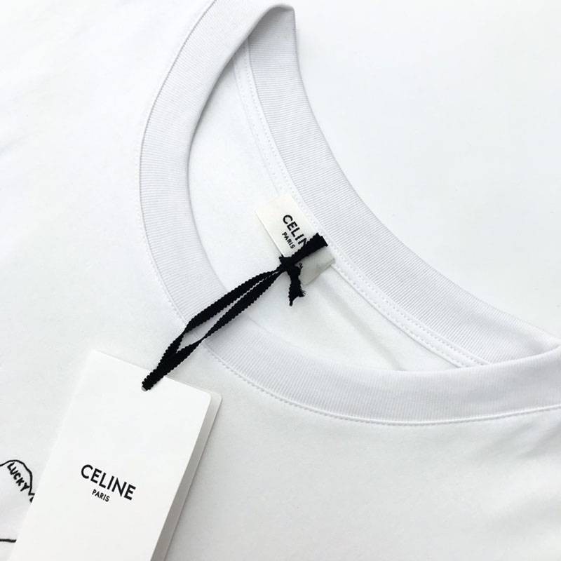 最安値挑戦セリーヌ アーティストプリント Tシャツ コピー / コットン ホワイト Cec87975激安送料無料