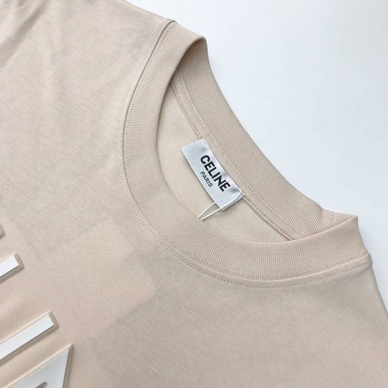 入手困難セリーヌ ルーズ Tシャツ コピー コットン ベージュ Cei46378激安送料無料