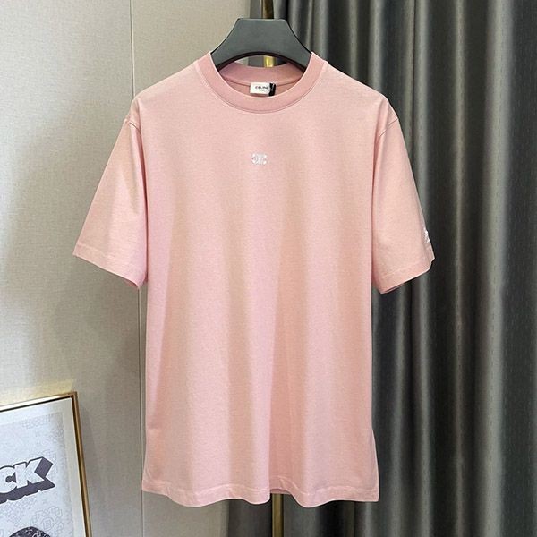 世界中で大人気♪セリーヌ トリオンフ ロゴ Tシャツ / コットンジャージー ピンク Cek23771激安送料無料
