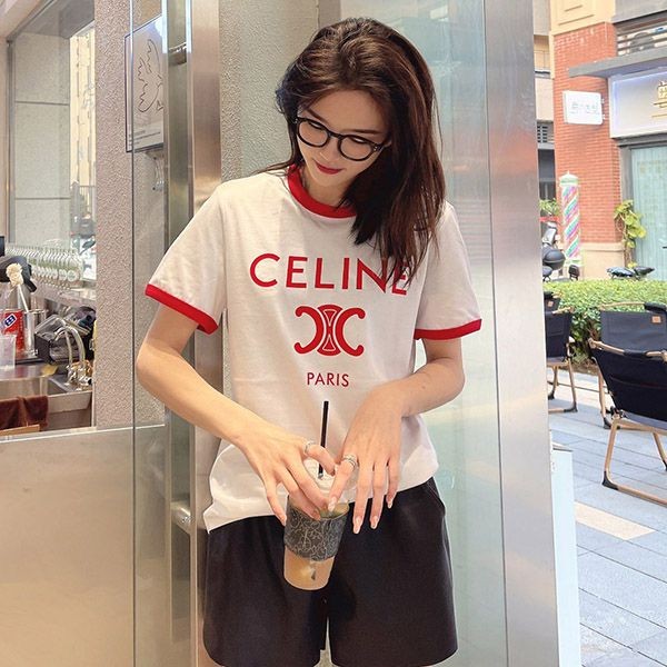 世界中で大人気♪セリーヌ PARIS トリオンフ Tシャツ / コットンジャージー レッド Cen07110N級品