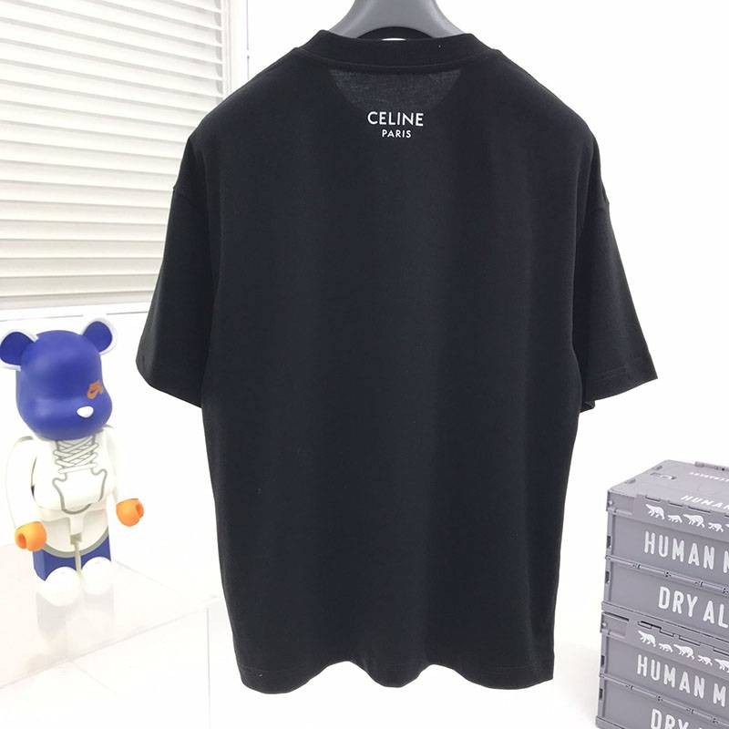 目を惹くカラーセリーヌ トリオンフ Tシャツ 偽物 コットン ブラック Cen24781通販