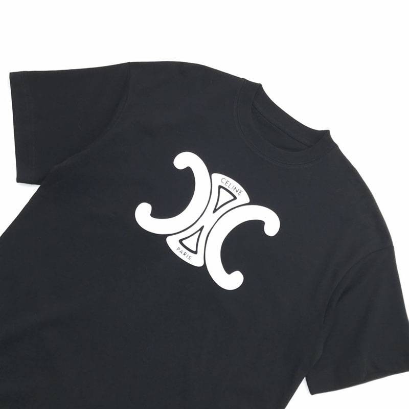 目を惹くカラーセリーヌ トリオンフ Tシャツ 偽物 コットン ブラック Cen24781高い品質