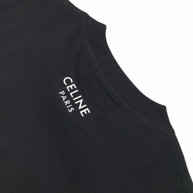 目を惹くカラーセリーヌ トリオンフ Tシャツ 偽物 コットン ブラック Cen24781最高級