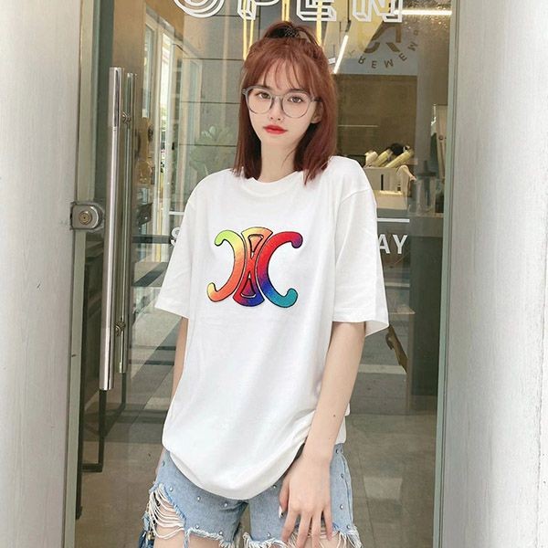セリーヌ トリオンフ ロゴ オーバーサイズ Tシャツ ホワイト Cen62027通販