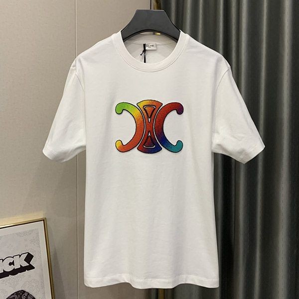 セリーヌ トリオンフ ロゴ オーバーサイズ Tシャツ ホワイト Cen62027高い品質