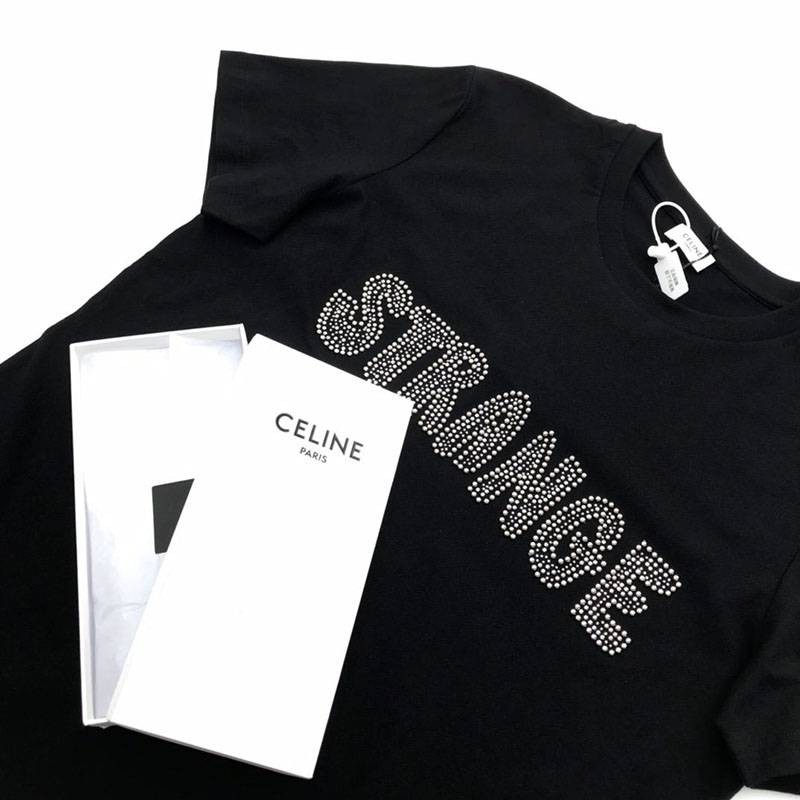 目を惹くカラーセリーヌ ルーズ Tシャツ コピー コットン ブラック Cep26386高い品質