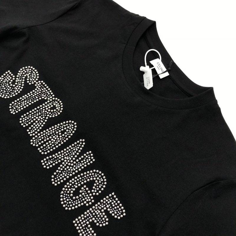 目を惹くカラーセリーヌ ルーズ Tシャツ コピー コットン ブラック Cep26386人気