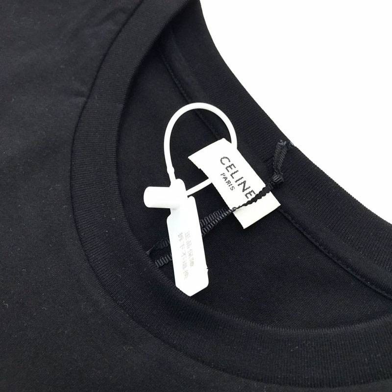 目を惹くカラーセリーヌ ルーズ Tシャツ コピー コットン ブラック Cep26386最高級