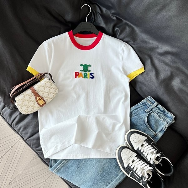 希少セリーヌ  PARIS Tシャツ コピー コットンジャージー 半袖 Ceq77622通販