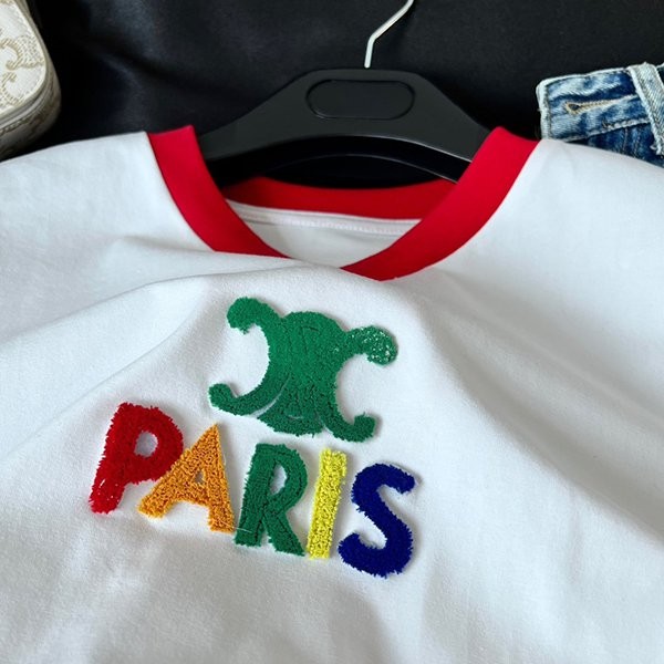 希少セリーヌ  PARIS Tシャツ コピー コットンジャージー 半袖 Ceq77622高い品質