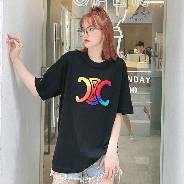 日本未入荷セリーヌ トリオンフ ロゴ オーバーサイズ Tシャツ ブラック Ces29773N級品