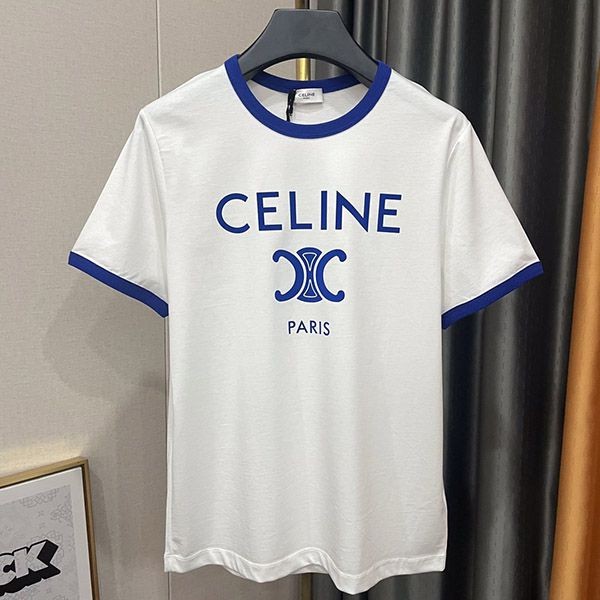一目惚れ♪セリーヌ PARIS トリオンフ Tシャツ / コットンジャージー ブルー Cet05823高い品質