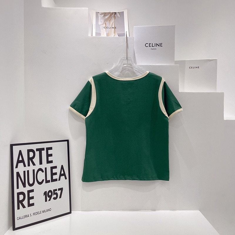 希少色★セリーヌ★16刺繍付きTシャツ★コットンジャージー コピー Ceu56742高い品質